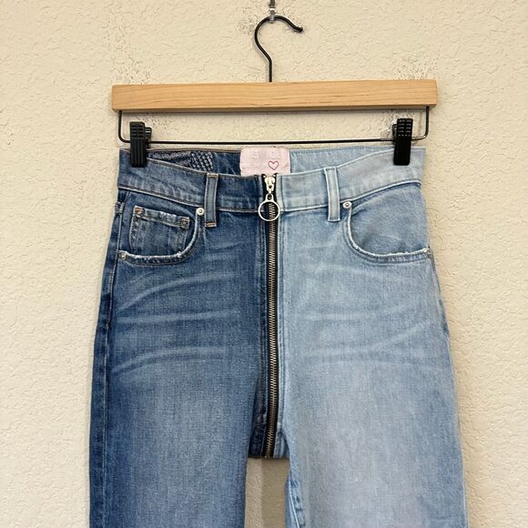 REVICE Yin Yang Crop Jeans High Rise Zip-Around in Tokyo Wash Blue - Picture 3 of 16